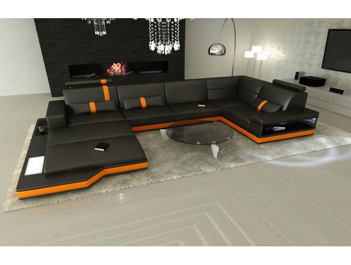 Sofa Messana U-Form in Leder