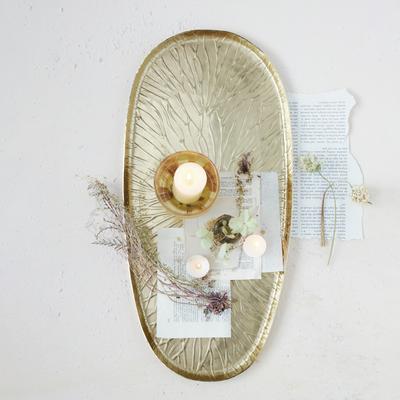 Storied Home "Gilded Embossed Aluminum Serving Tray - 23.25""L x 11.25""W x 0.75""H"