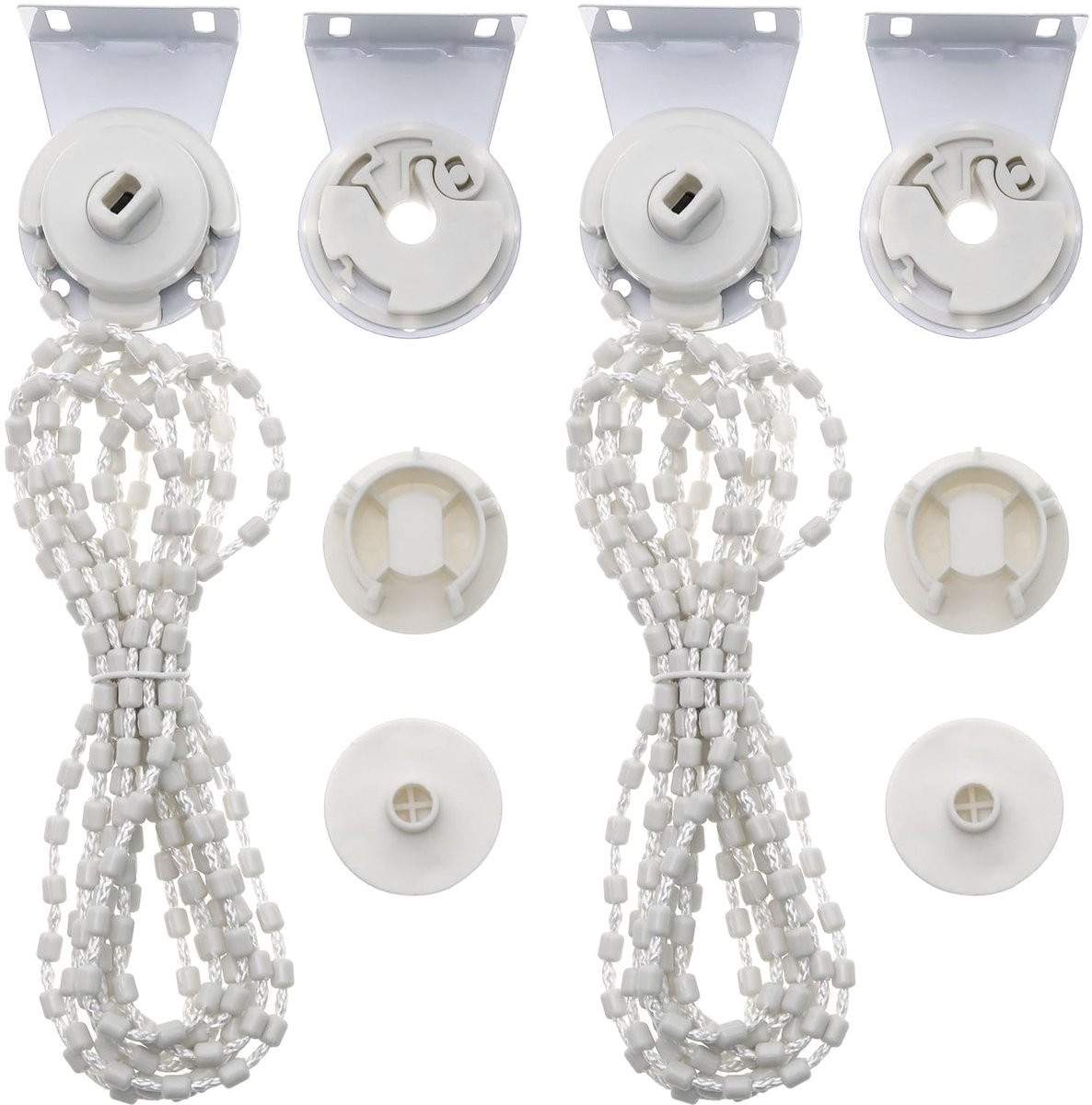 Dailygoods Rolgordijn Houder 38 mm met 3 m Kralenketting - Set van 2 - Metaal en Kunststof