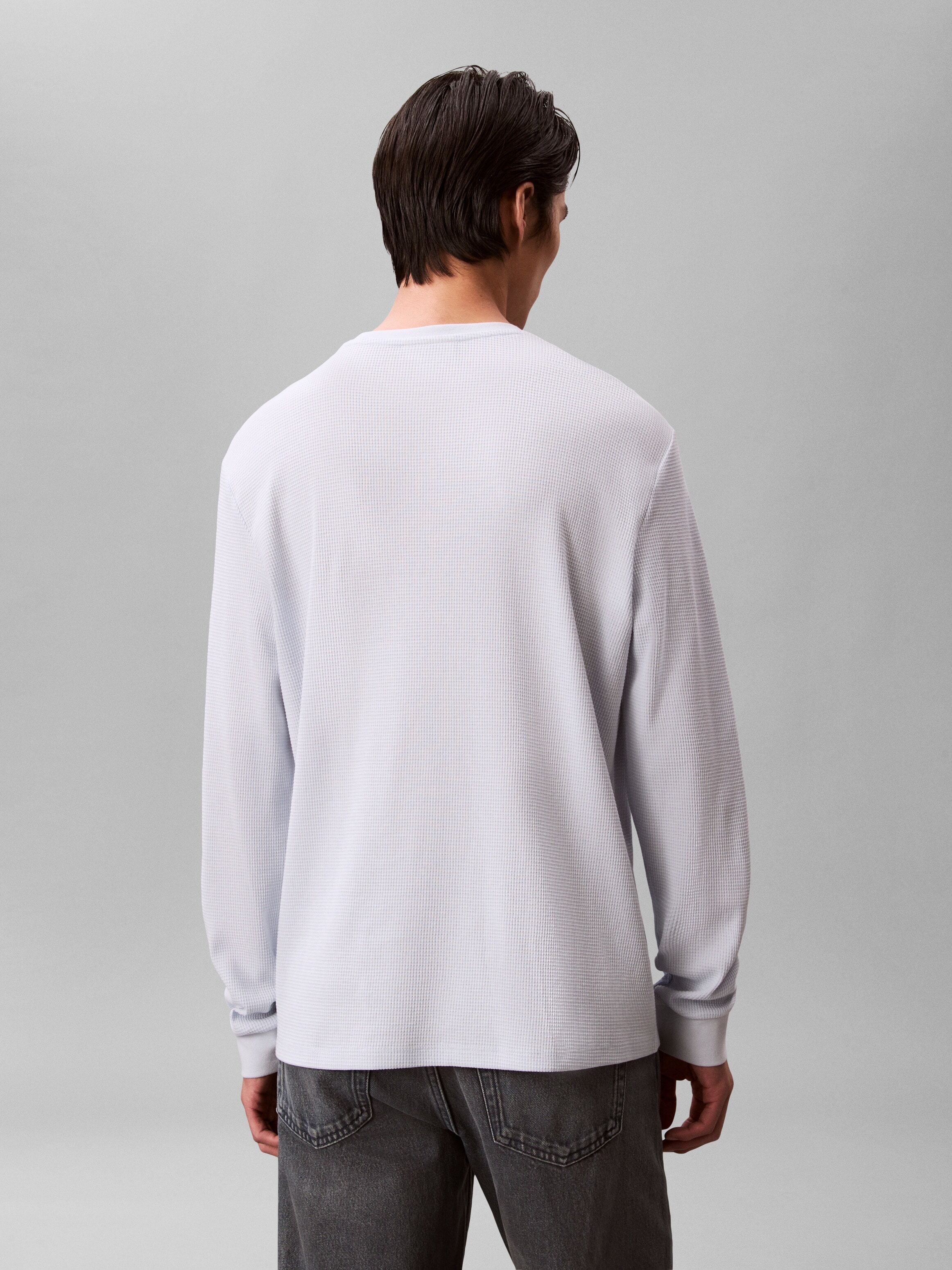 Langarmshirt CALVIN KLEIN JEANS "LS WAFFLE BADGE CREWNK TEE", Herren, Gr. XXL, plein air, Single Jersey, Obermaterial: 60% Baumwolle, 40% Polyester, klassisch normal, Rundhals, eingesetzt Rippbündchen, Shirts Langarmshirt, Mit Rundhalsausschnitt plein air