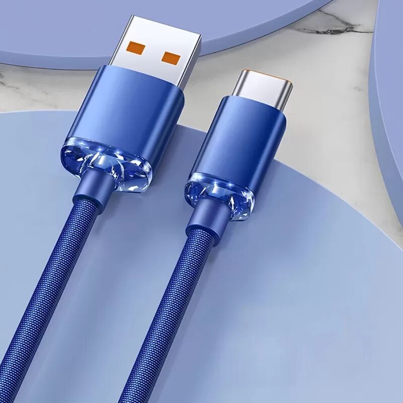INF Doppelpack 120W Schnelllade-USB-Typ-C-Kabel mit automatischer Abschaltung, 6A, 480Mbps Blau 1 m