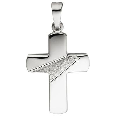 Kreuzanhänger JOBO "Anhänger Kreuz", silber (silber 925), Schmuckanhänger, Damen, Silber 925 (Sterlingsilber), 925 Silber