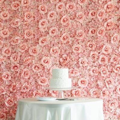 Enova Home Artificial Faux Foliage Flowers Wall Mat Panel Hydrangea and Rose Flowers Backdrop Wedding Party Photo Event Decor