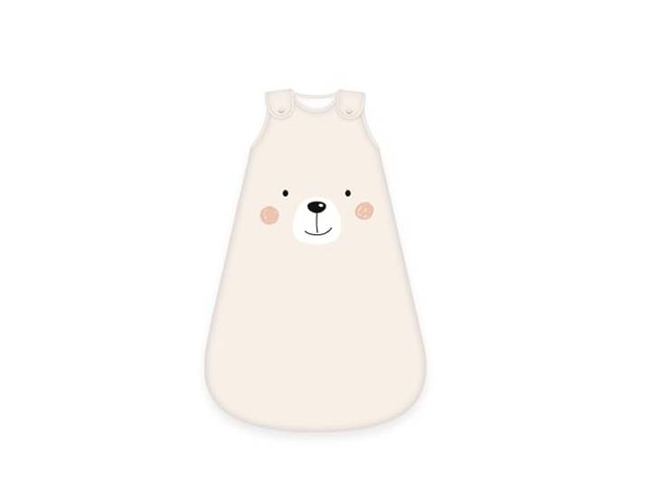 Herding babybest Schlafsack, Little Bear Motiv, 90 cm, Seitlich umlaufender Reißverschluss und Druckknöpfe, Beige