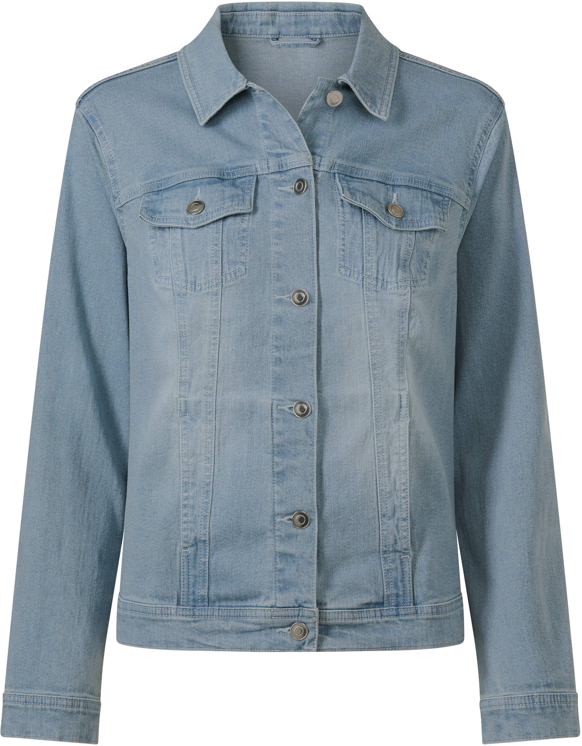Sieh An! Jeansjacke SIEH AN "Jeans-Jacke Jeansjacke aus weichem Denim", Damen, Gr. 40, blau (blau, bleached), Denim/Jeans, , Sportlich, Jacken Jeansjacke