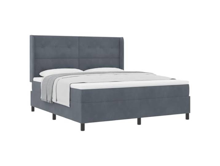 KKgypkn Boxspringbett mit Matratze Dunkelgrau 180 x 200 cm Samt, modernes Design mit verstellbarem Kopfteil und Taschenfederkern, Holzrahmen für Stabilität