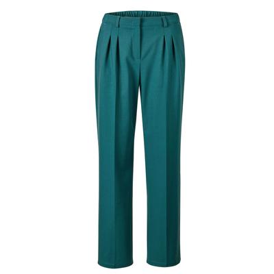 Chinohose GOLDNER "Elegante Stoffhose mit Bügelfalten", Damen, Gr. 44, N-Gr, grün (dunkelgrün), Obermaterial: 64% Polyester PES. 32% Viskose CV. 4% Elasthan EL., gerade, Hosen Chinohose, Mit Bund- und Bügelfalten gearbeitet