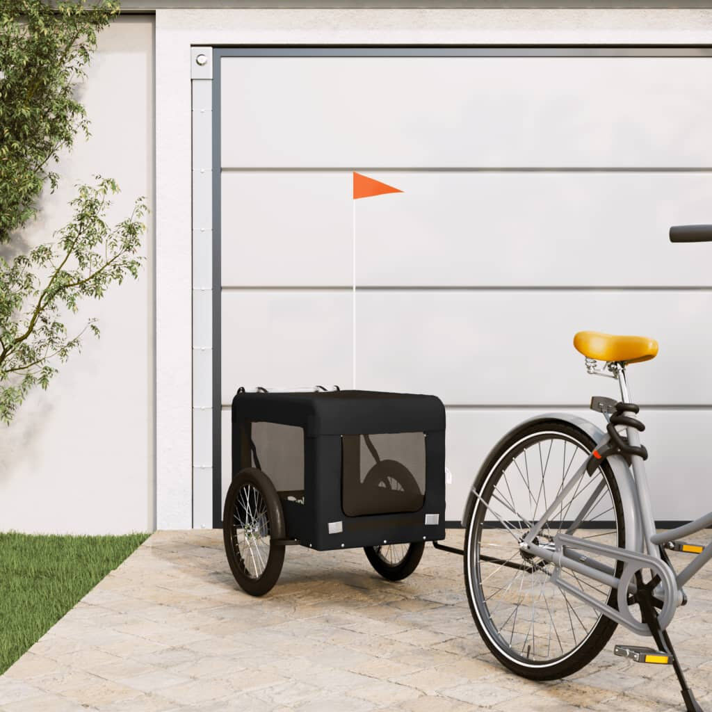 vidaXL Pet Bike Trailer Oxford Fabric and Iron black 63 x 123 x 66 cm