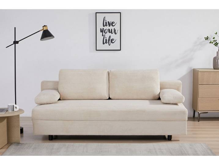 OTTO home Schlafsofa ONNIKO Cord, Breite: 192 cm, Liegefläche 121x192 cm, softer Cord-Bezug, mit Bettfunktion & Bettkasten