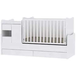 Lorelli Babybett, Jugendbett 3 in 1 Mini Max umbaubar, für 2 Kinder gleichzeitig weiß