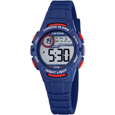 Chronograph CALYPSO WATCHES "Junior Collection", blau (dunkelblau), Armbanduhren, Kinder, Chronograph, Kinderuhr, Quarzuhr, Armbanduhr, digital, Datum, Stoppfunktion