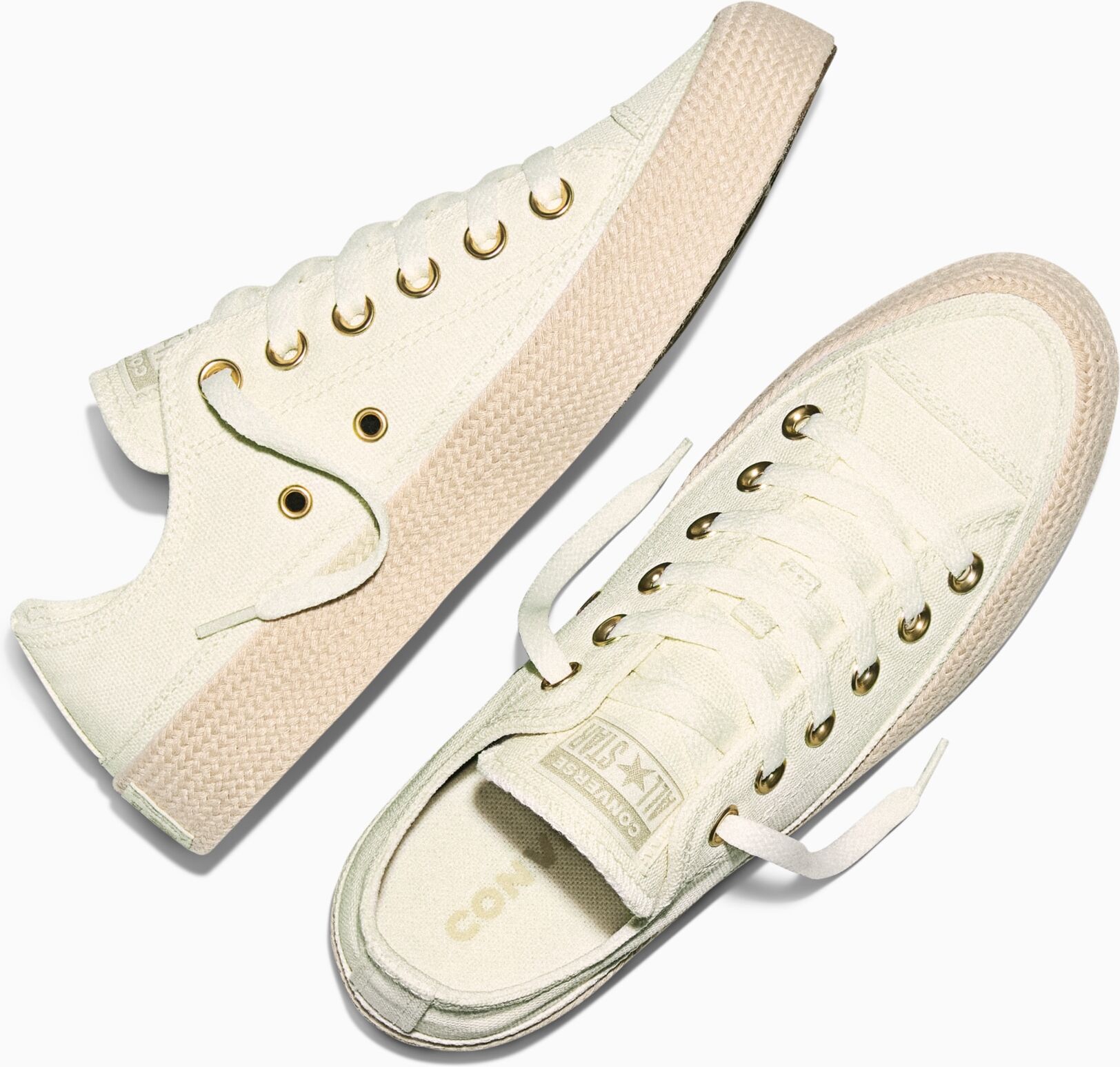 Sneaker CONVERSE "CHUCK TAYLOR ALL STAR ESPADRILLE", Damen, Gr. 36, beige (egret, papyrus, gold), Textil, Schuhe Sneaker, für Alltag, bequem, sportlicher Stil, mit Schnürung