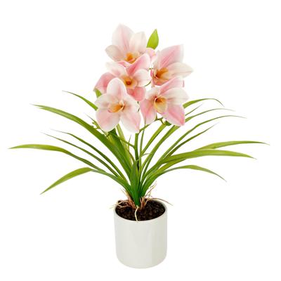 Kunstorchidee I.GE.A. "Orchidee Phalaenopsis im Topf", rosa (hellrosa), B:35cm H:40cm L:22cm, Polyester, Kunstpflanzen, Blume Kunstblume Seidenblumen Hochzeit Deko Blüte