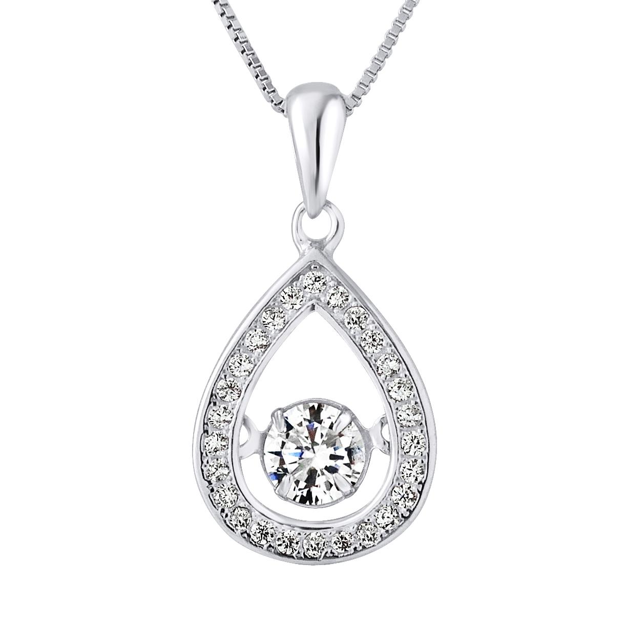 Drop Solitaire Hanger Zirkonium 925 Zirkoniumoxiden geleverd met aangeboden ketting