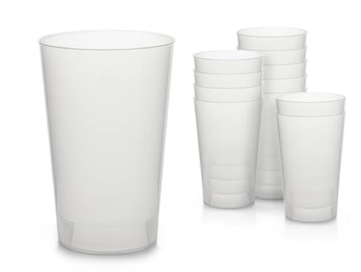 336 stabile Mehrweg-Trinkbecher à 500 ml aus transparentem PP, stapelbar Für größere Veranstaltungen und Festivals, hochwertige Partybecher mit angenehmem Trinkrand und stabilem Stand