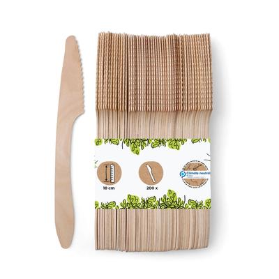 BIOZOYG 200 Stück Einwegmesser 18cm robustes Holzbesteck Umweltfreundliche Holzmesser Partybesteck aus nachhaltigem Holz extra stabile Qualität