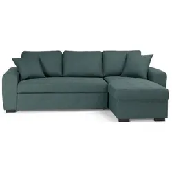 Hamilton, Sofa + Bettsofa, Reversible Cabrio Corner Sofa - grüner Stoff - L 244 x D 151 x H 90 - (Ecksofa)
