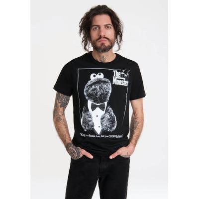 T-Shirt LOGOSHIRT "Sesamstrasse - Krümelmonster Pate", Herren, Gr. M, schwarz, 100% Baumwolle, bedruckt, normal, Rundhals, Shirts T-Shirt, mit lizenziertem Print