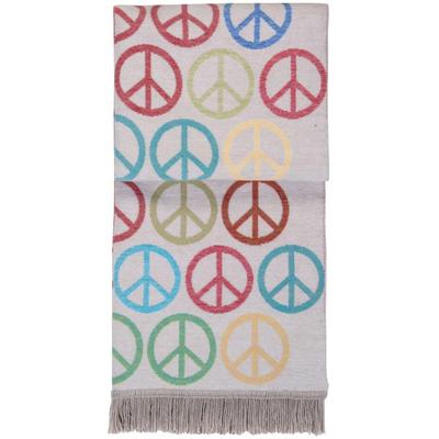 Wohndecke PAD "PEACE MULTI", bunt (multi), B:150cm L:200cm, Mischgewebe, Wohndecken, Wohndecke, Made in Europe, Kuscheldecke, Peace Zeichen, mit Fransen, 150x200 cm