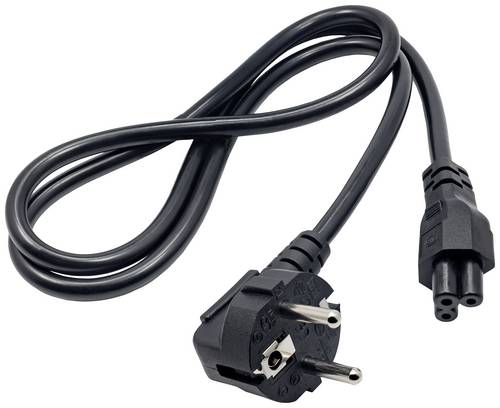 Akyga Strom Adapterkabel [1x Schutzkontakt-Stecker - 1x Kleeblatt-Buchse C5] 1.00m Schwarz