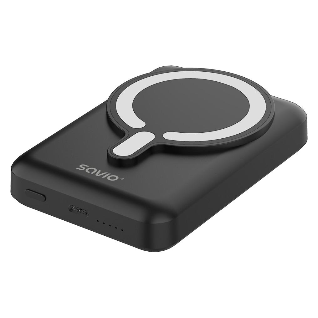 Savio BA-12 Powerbank Lithium Polymer (LiPo) 10000 mAh Kabelloses Aufladen Schwarz (10000 mAh, 20 W, 38.50 Wh) (BA-12)