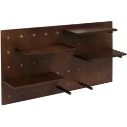 Mendler Wandpaneel HWC-P24, Wanddekoration Wandregal Steckboard Lochplatte, 4 Ebenen Aufhängung 100x50cm FSC® ~ braun