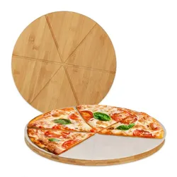 Relaxdays 8 x Pizzabrett Bambus mit Backpapier Weiß,Hellbraun