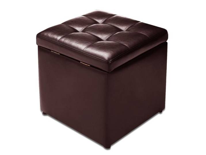 GIANTEX Tabouret Pouf de Rangement en PU Cuir Repose-pied en Cube avec Pieds Antidétapants pour Salon Chambre Entrée 40X40X40CM