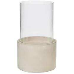 Windlicht Stein Röhre groß - Transparent Rund Stein Amadeus 14x14 cm