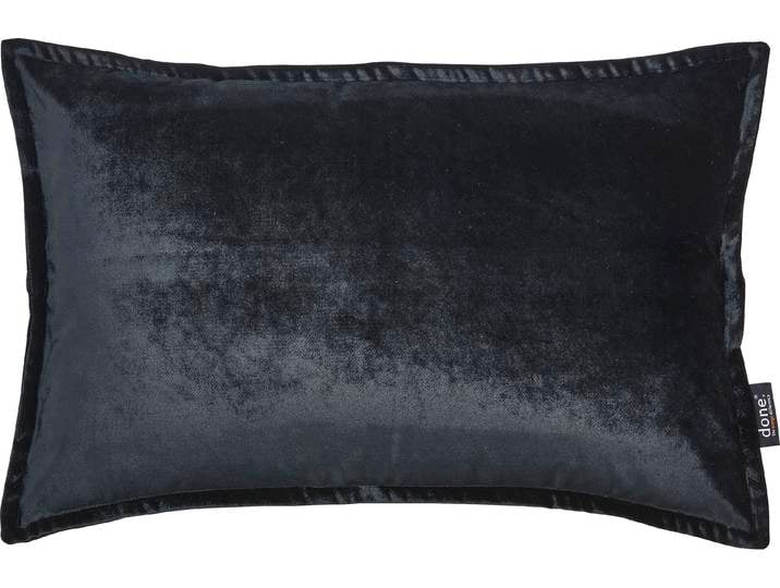 Dekokissen DONE. Glam , schwarz (schwarz, unifarben), B:40cm L:60cm, Polyester, Dekokissen_Sitzkissen_Kissenhüllen, Dekokissen, unifarben, Reissverschluss, Kissenhülle ohne Füllung, 1 Stück