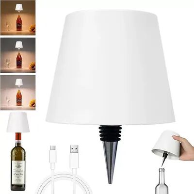 DynamicDeals LumiBottle Wireless Wine Bottle Lamp With Touch Dimming & Color Modes white