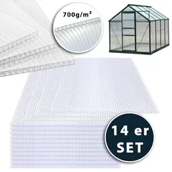 HC Garten & Freizeit 14er-Set Hohlkammerstegplatten- Polycarbonat, je ca. 118 x 58 cm