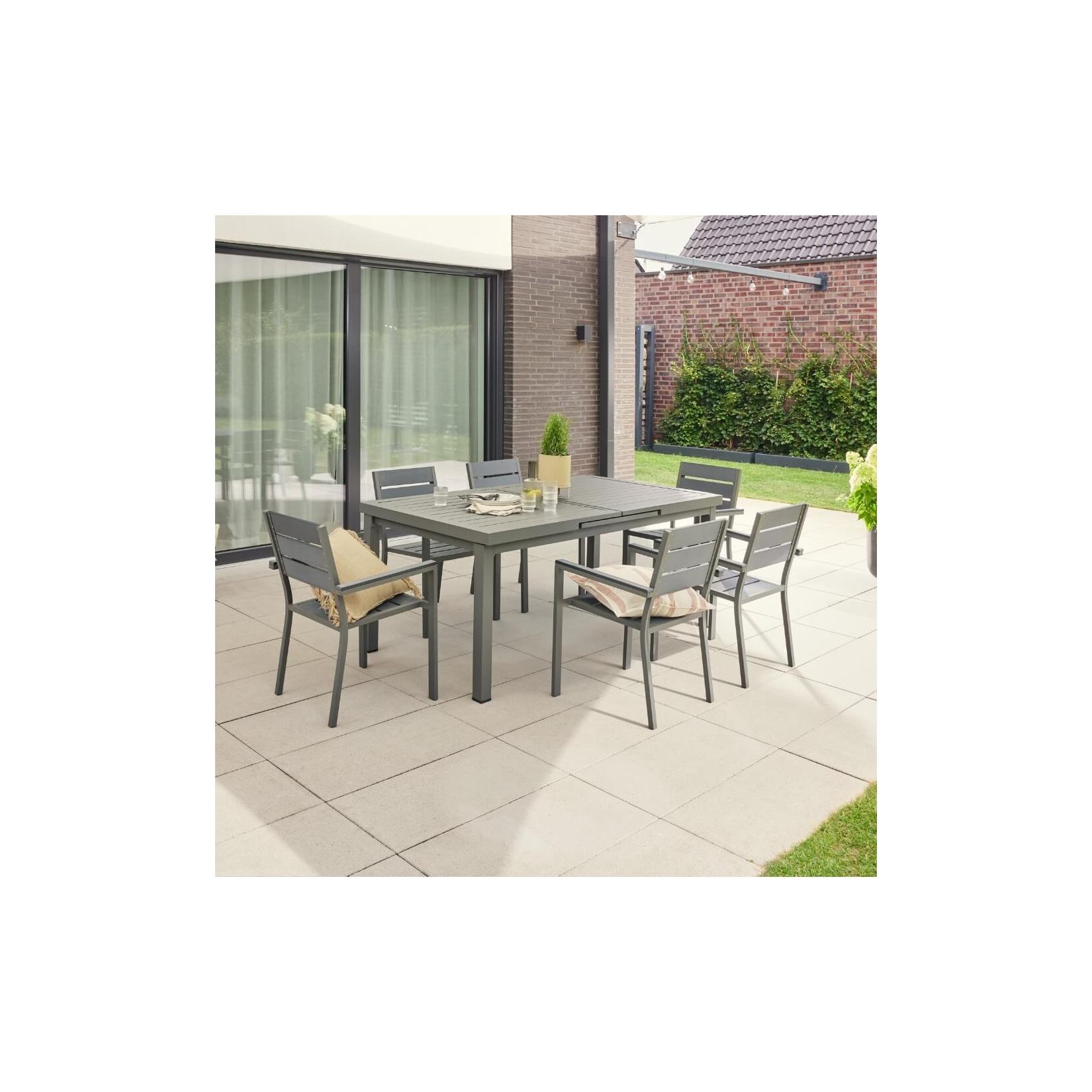 HOME DELUXE Garten-Sitzgruppe CALIDO MADERA inklusive ausziehbarer Gartentisch & 4 Stühlen