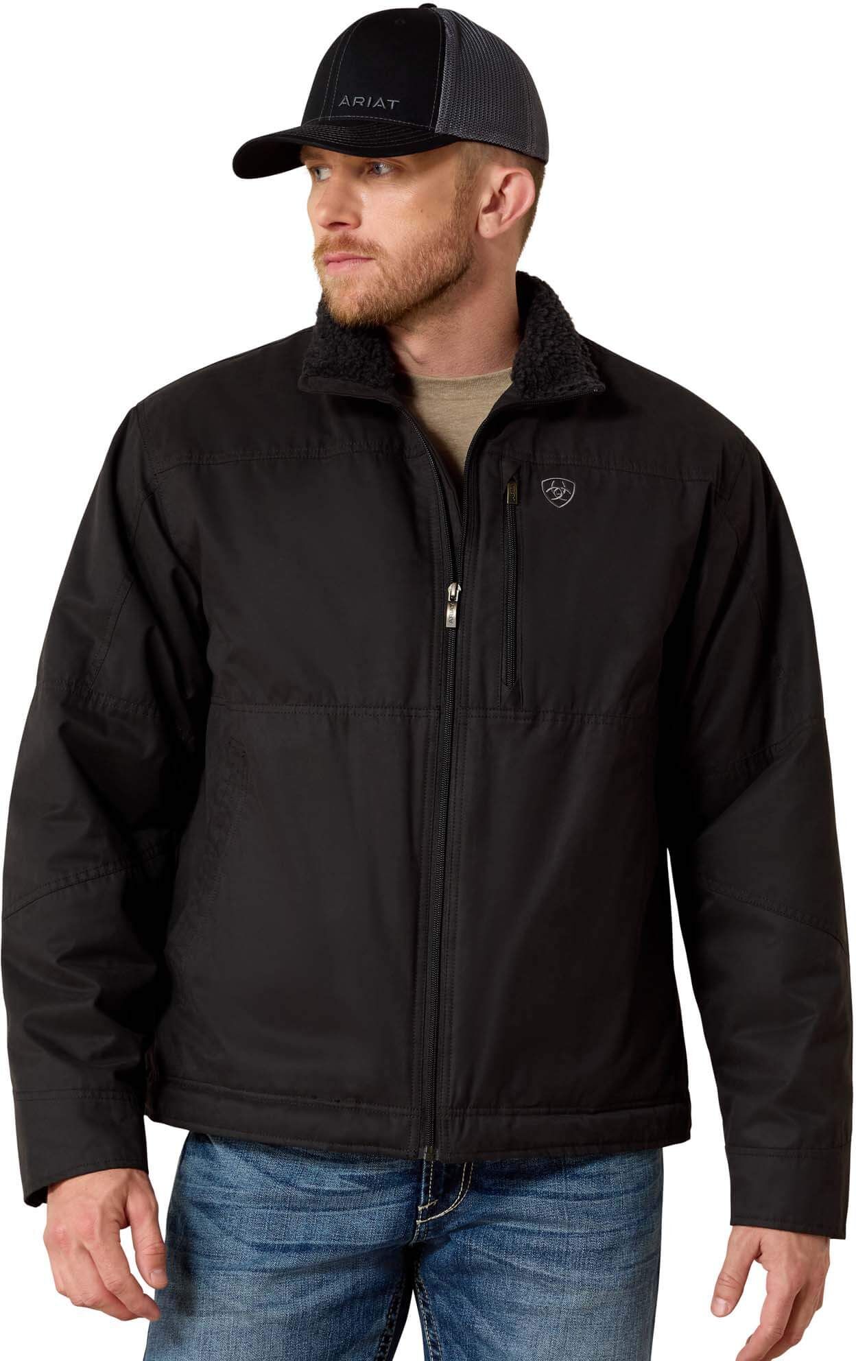 Men's Grizzly Canvas Jacket in Black, Size: 2XL by Ariat