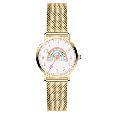 Quarzuhr COOL TIME "The Cool Rainbow", gold (goldfarben, bunt), Armbanduhren, Kinder, goldfarben, Quarzuhr, Armbanduhr, Edelstahlarmband, Kinderuhr, Mädchen, analog