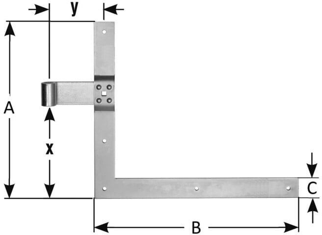 POLLMANN charnières d'angle HT 20, extrémités carrées pour goupille 16mm, H400xL800mm galvanisé clair (1204080)
