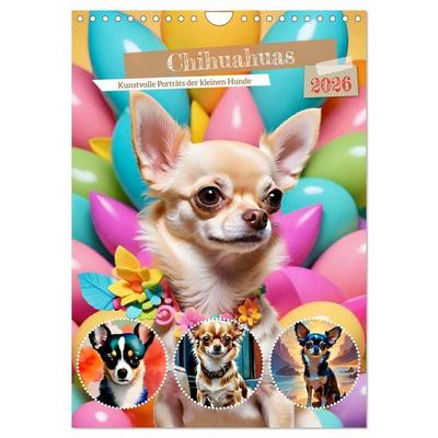 Chihuahuas. Kunstvolle Porträts der kleinen Hunde (Wandkalender 2026 DIN A4 hoch), CALVENDO Monatskalender