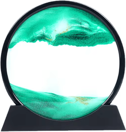 Inspire Curations 3D Moving Sand Art Hourglass Frame Relaxing Quicksand Desk Decor For Home & Office green