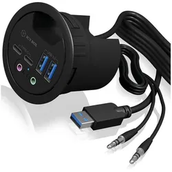Icy Box IB-HUB1403B (USB-A, 4 Ports), Dockingstation + USB Hub, Schwarz
