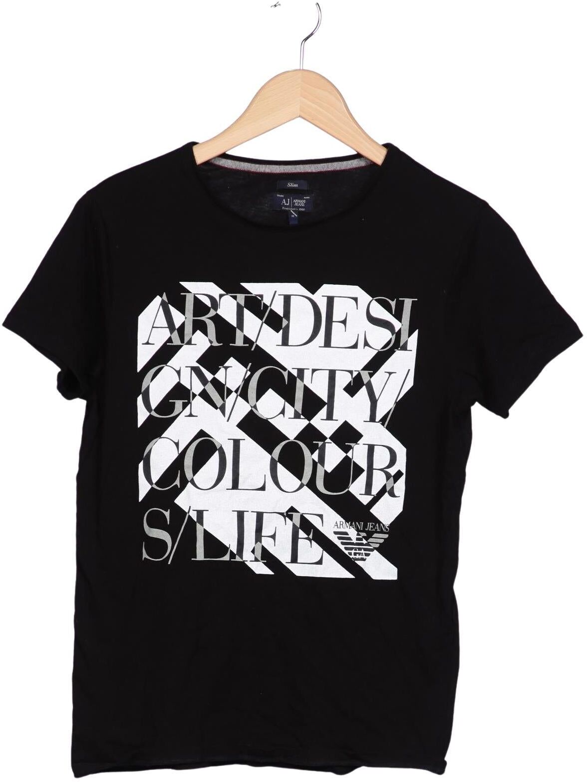 Giorgio Armani Jeans Herren T-Shirt, Schwarz, Gr. M, Baumwolle - Second Hand