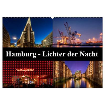 Hamburg - Lichter der Nacht (Wandkalender 2027 DIN A2 quer), CALVENDO Monatskalender