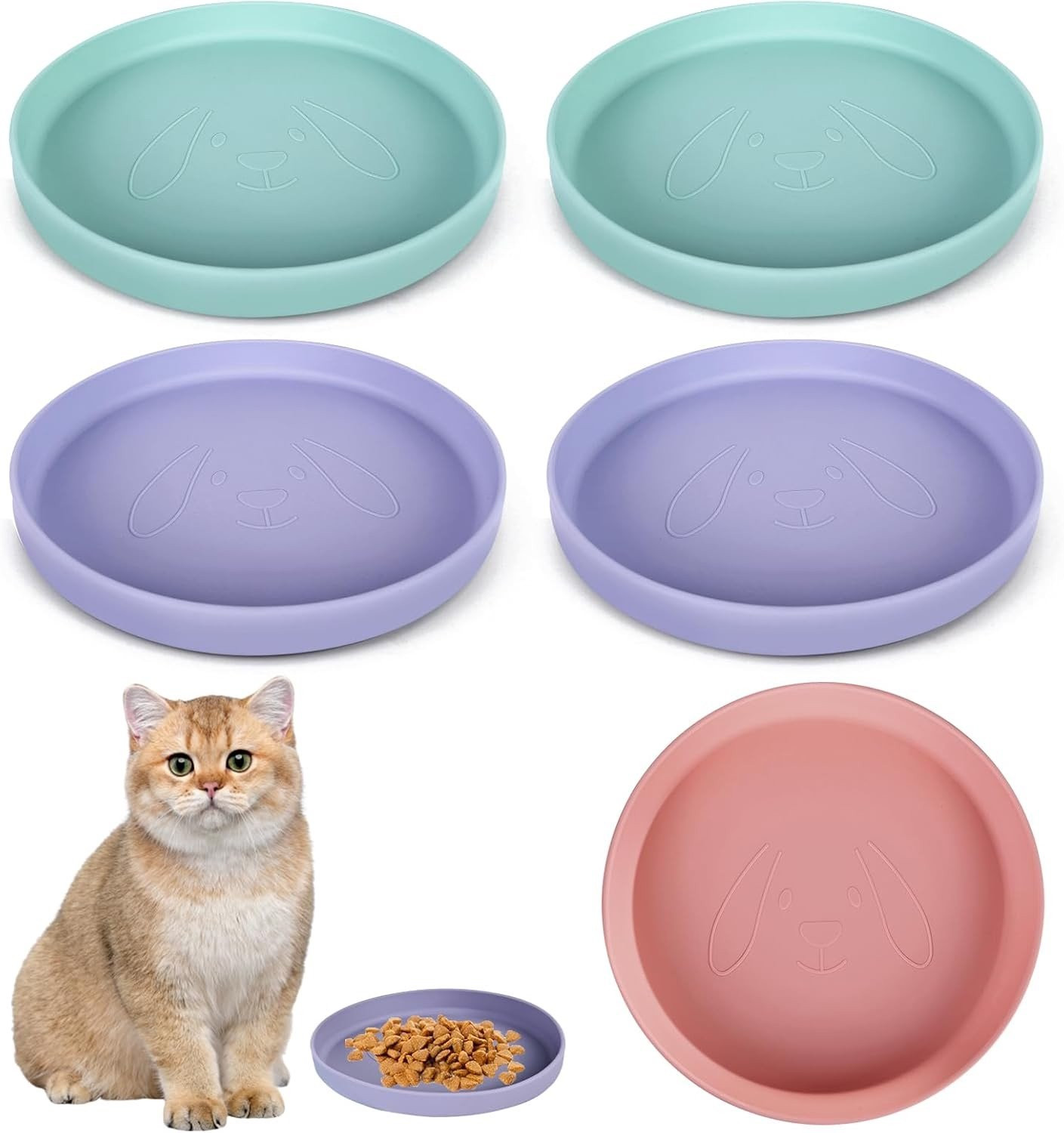 Vijfdelige kattenvoerbak set met antislip silicone, ideaal voor katten en kittens