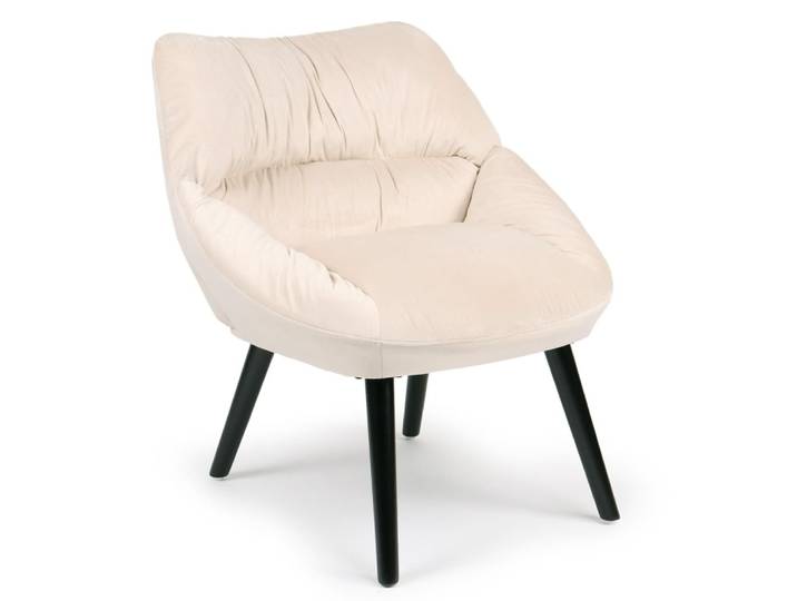 Fauteuil moderne et confortable velours beige