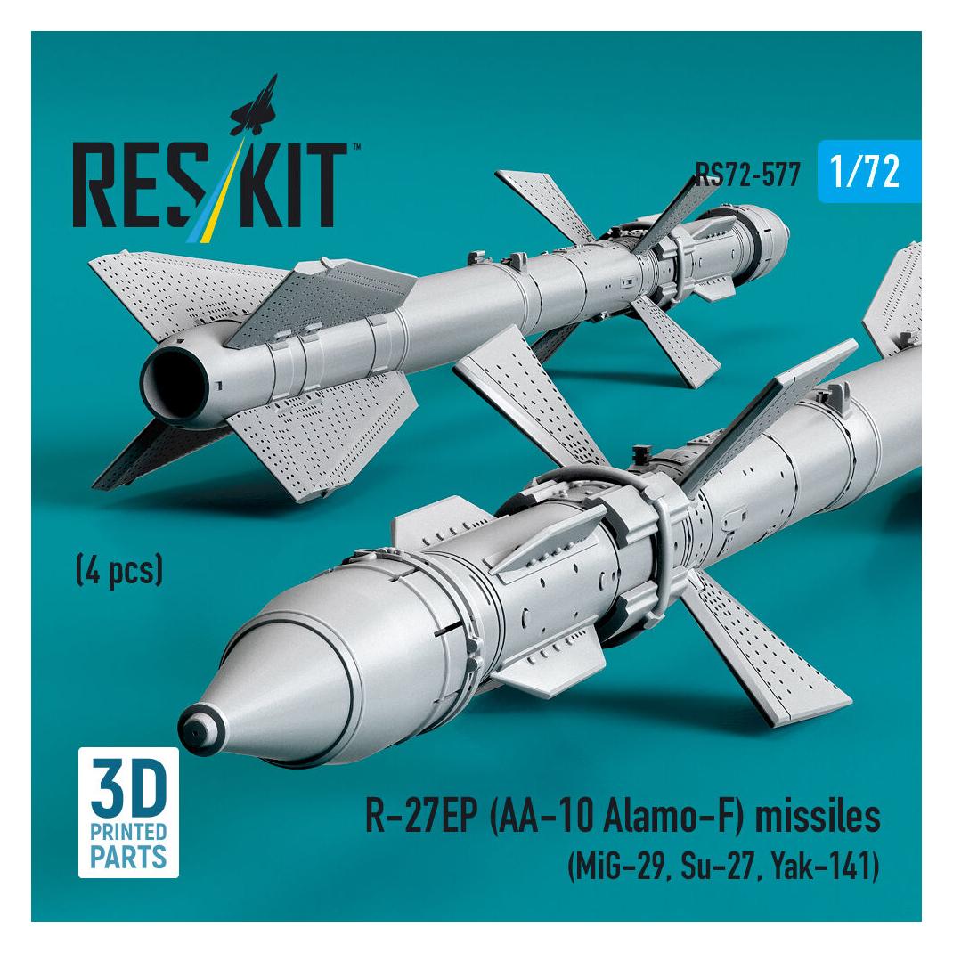 ResKit R-27EP (AA-10 Alamo-F) missiles (4 pcs) (MiG-29, Su-27, Yak-141) (3D Printed) (RS72-0577)