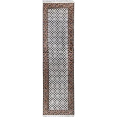 Läufer THEKO "Chandi Mir, handgeknüpft", braun (creme, braun), B:80cm H:12mm L:200cm, Schurwolle, Teppiche, Läufer, Teppich-Läufer, reine Wolle, mit Fransen, Wohnzimmer