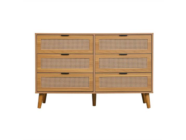 Sweiko Kommode mit 6 Schubladen, Sideboard Schubladenschrank aus Holz, (Sideboard Schubladenschrank aus Holz), B120/H76.5/T40 cm