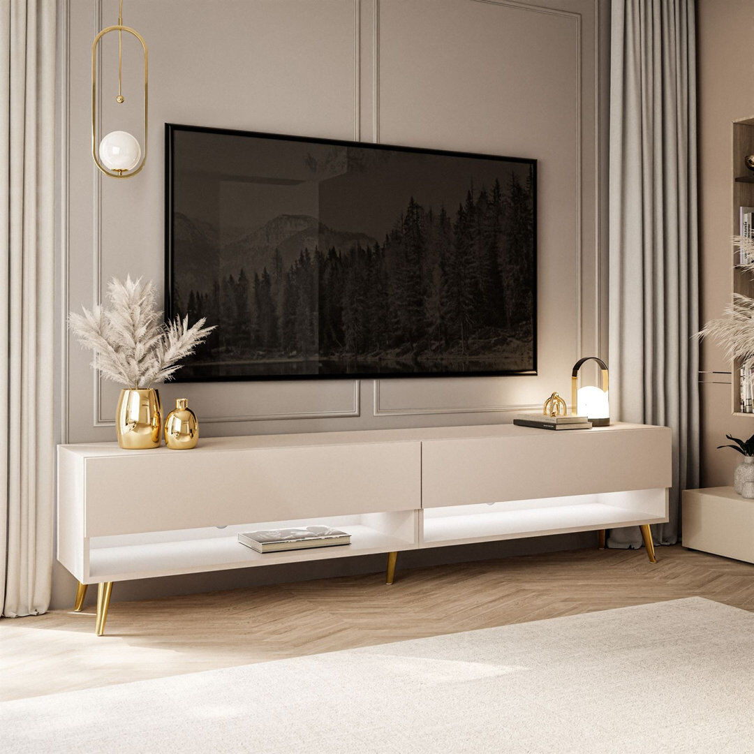 George Oliver Calante TV Stand cashmire Cashmere/Gold 70"