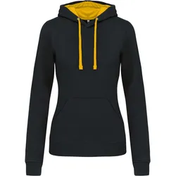 Kariban Damen Kontrast Kapuzen Sweater Hoodie K465 black/yellow XL