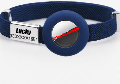 Inspire Picks SafeTrack AirTag Cat Collar With Personalized Name Tag & GPS Holder navy N Case N Tag onesize 5 12in