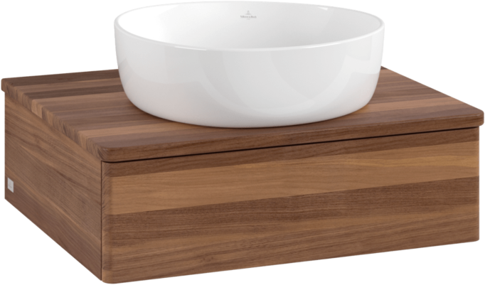 Villeroy und Boch Antao Waschtisch-Unterschrank L07012HM mit Beleuchtung, 60x19x50cm, Waschbeckenplattenfarbe warm walnut, warm walnut